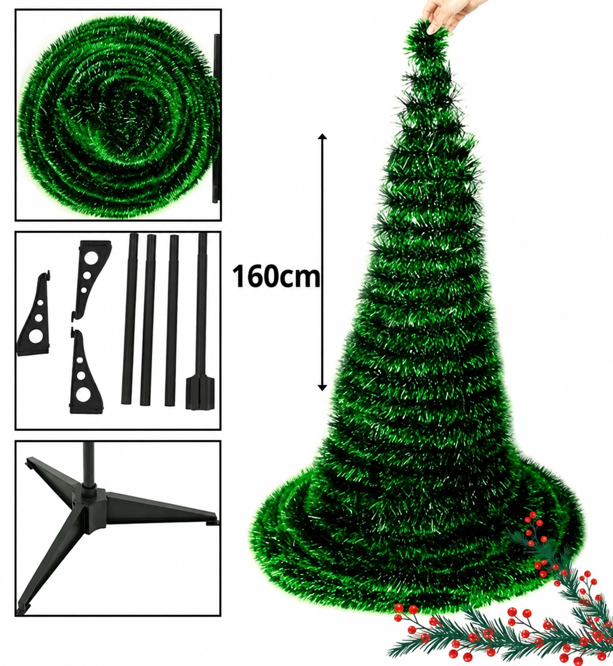 ARBOL DE NAVIDAD PLEGABLE + LUCES