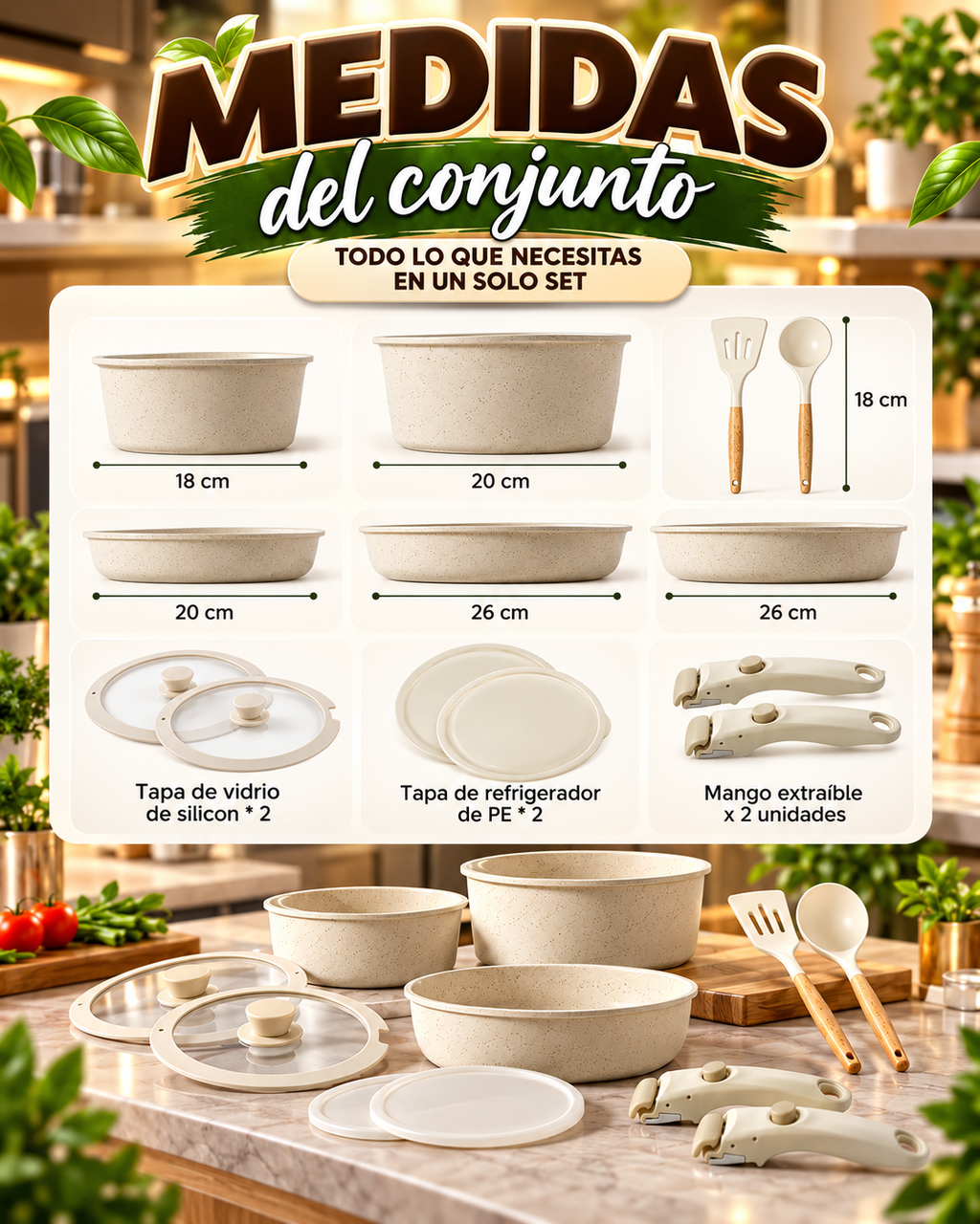 Set De Ollas Cocina Granito Premium 16Pz