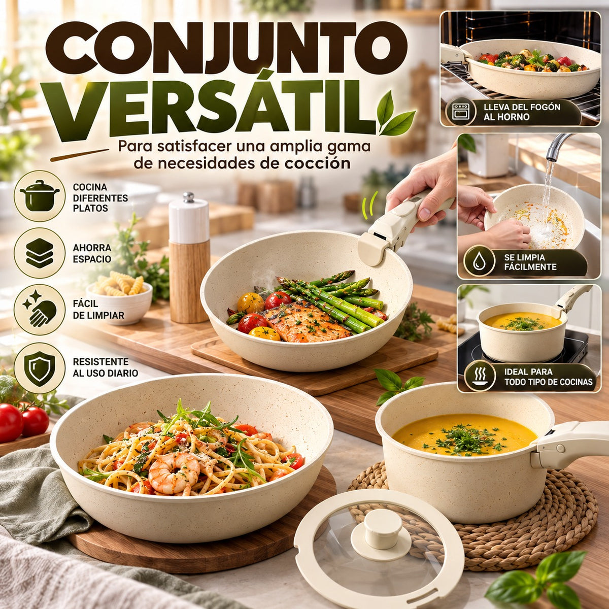 Set De Ollas Cocina Granito Premium 16Pz