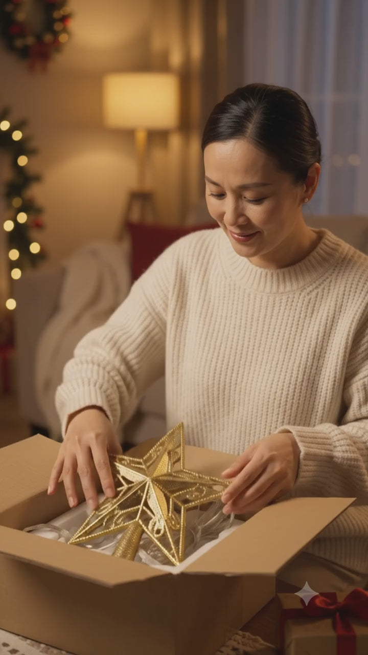 Luz Estrella Cascada y 2 platos navidad